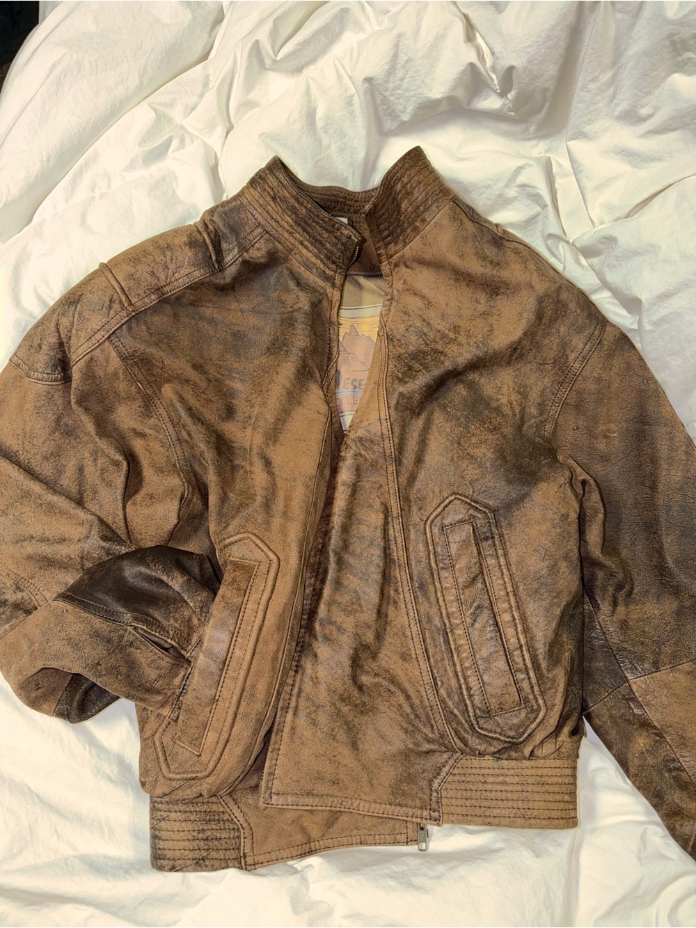 Wilsons Leather Distressed Brown Bomber Jacket